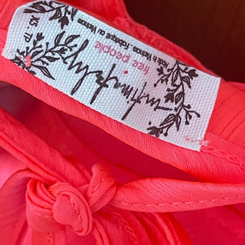 FREE PEOPLE Intimately Bright Coral Slip Dress, size XS - Picture 4 of 9